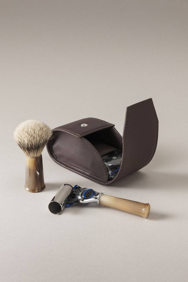 Lorenzi Milano Set rasoio pennello barba viaggio in Zebu
