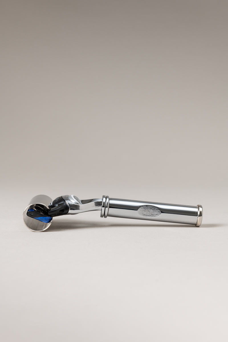 Lorenzi Milano Set Rasoio Pennello Barba Viaggio Rotante In Ottone Cromato