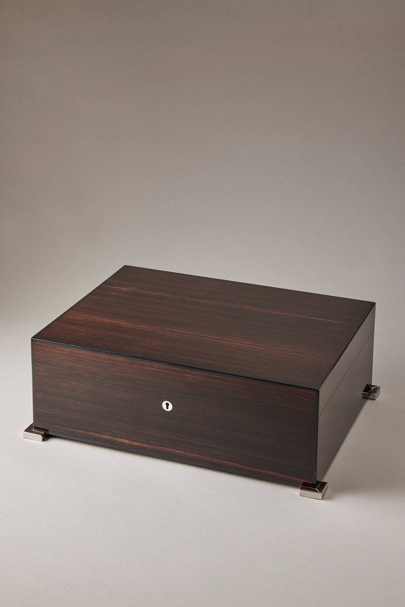 Lorenzi Milano Umidificatore Porta Sigari Grande In Ebano Makassar