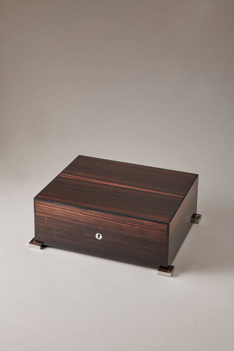 Lorenzi Milano Umidificatore Porta Sigari Medio In Ebano Makassar