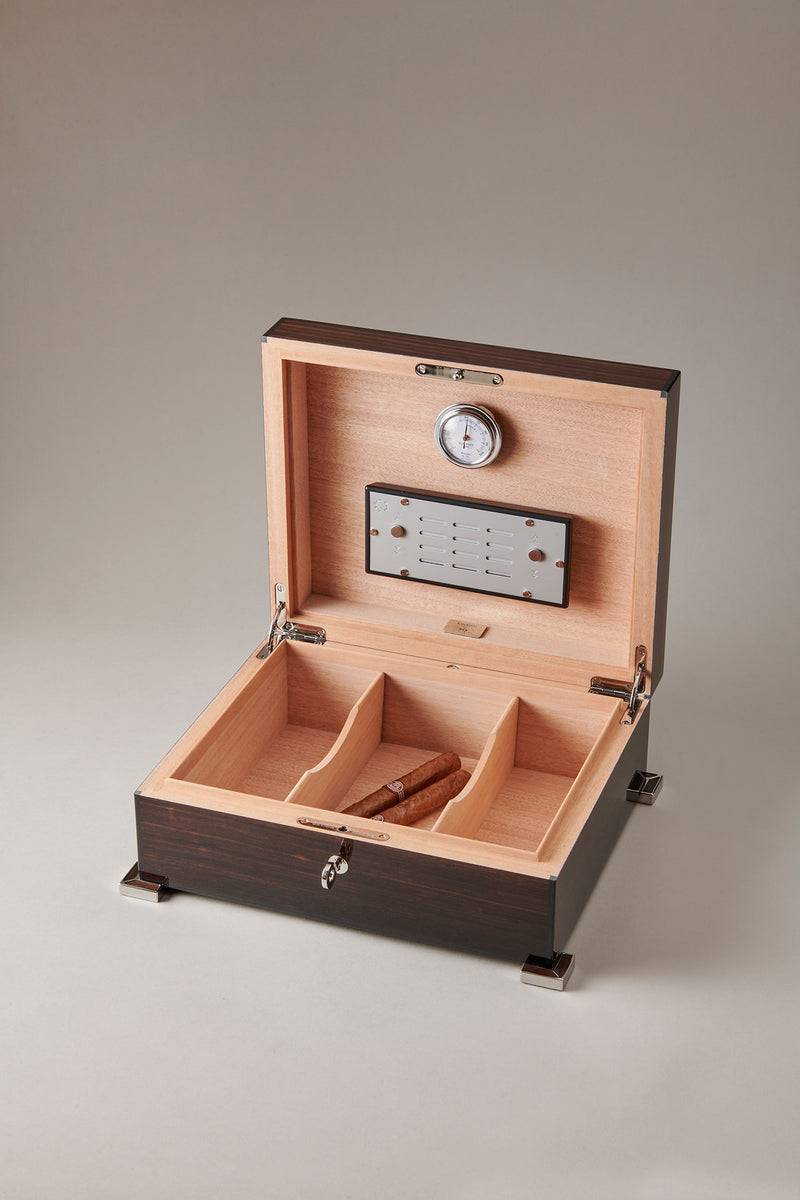 Lorenzi Milano Umidificatore porta sigari medio in Ebano makassar