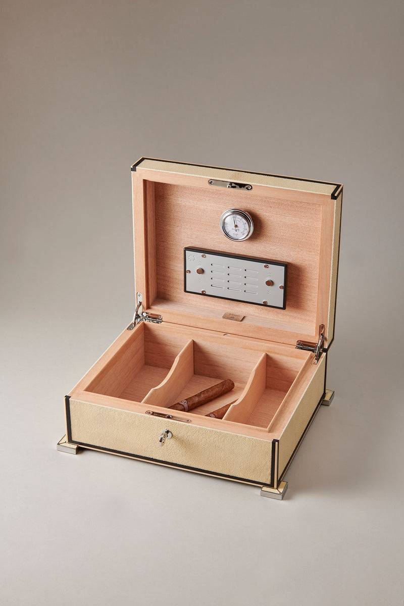 Lorenzi Milano Umidificatore Porta Sigari Medio In Galuchat