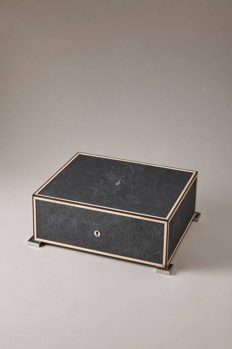 Lorenzi Milano Umidificatore porta sigari medio in Galuchat