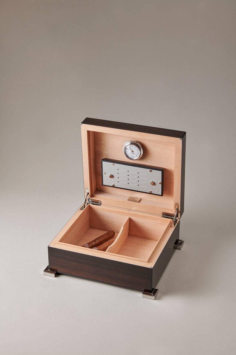 Lorenzi Milano Umidificatore porta sigari piccolo in Ebano makassar