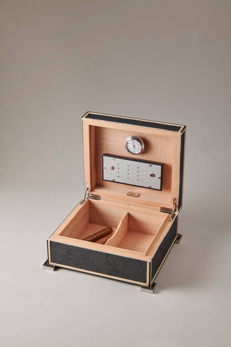 Lorenzi Milano Umidificatore porta sigari piccolo in Galuchat