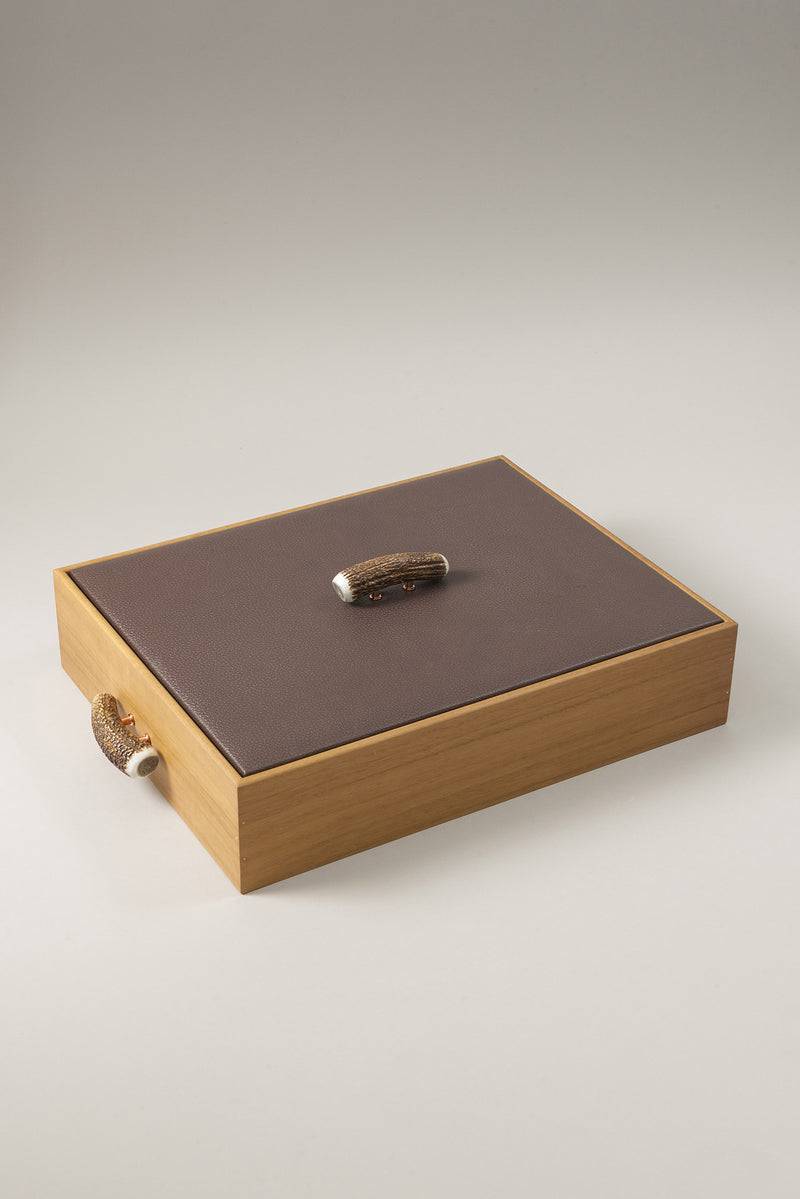 Lorenzi Milano Vassoio Pulizia Scarpe Con Spazzole Ovangkol In Cervo (palco)