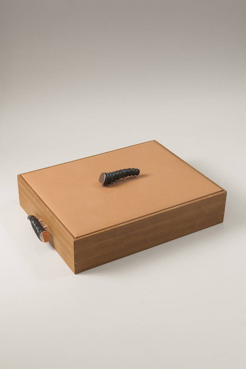 Lorenzi Milano Vassoio Pulizia Scarpe Con Spazzole Ovangkol In Springbok