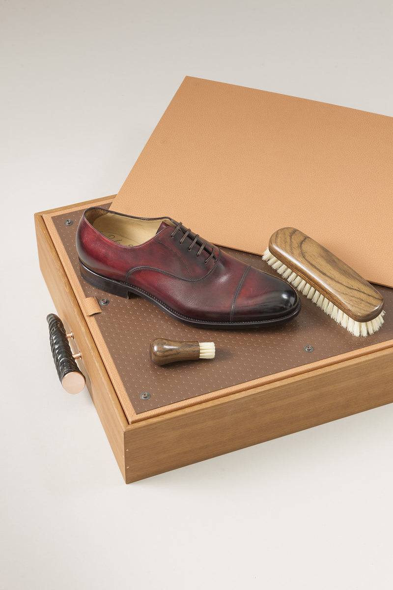 Lorenzi Milano Vassoio Pulizia Scarpe Con Spazzole Ovangkol In Springbok