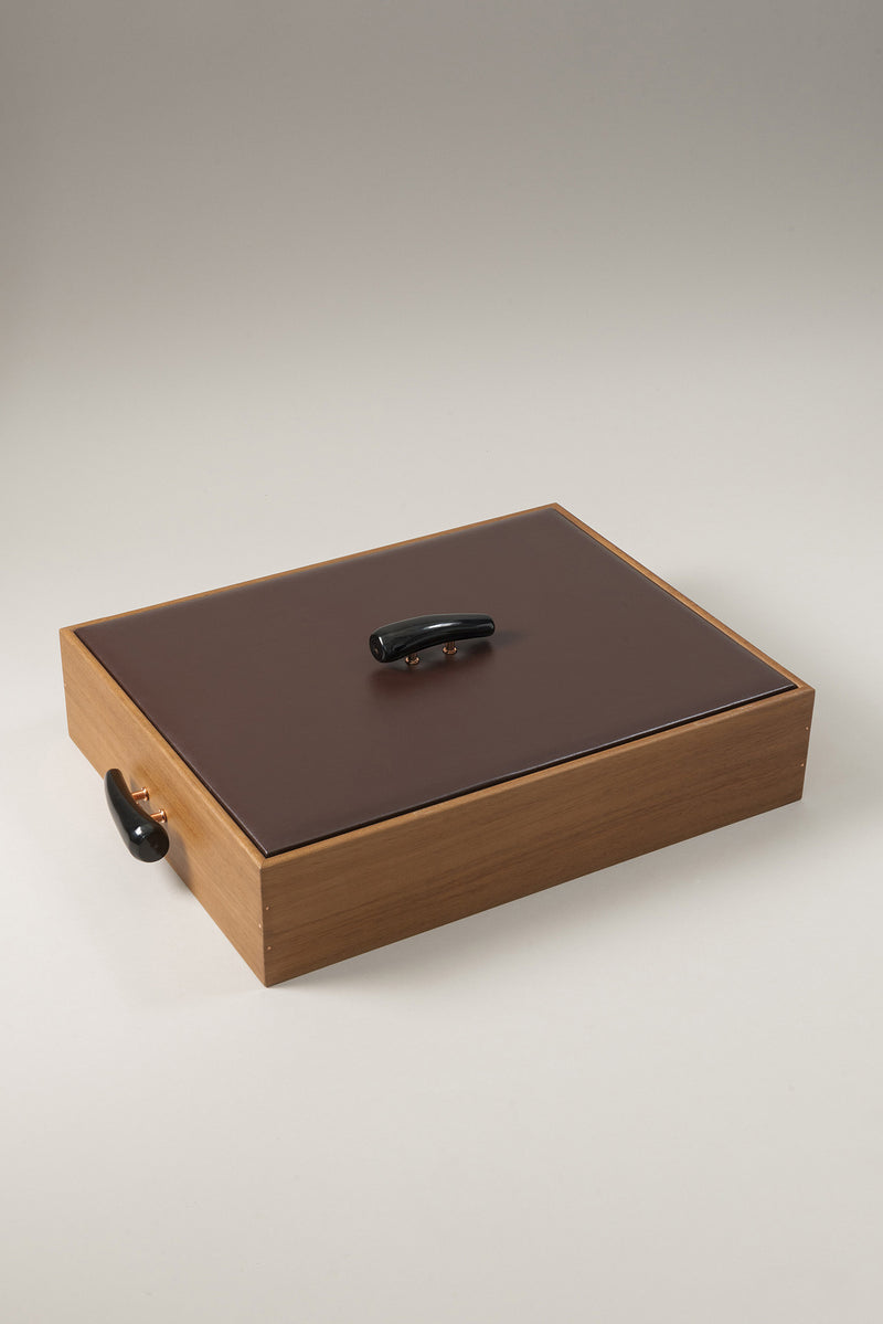 Lorenzi Milano Vassoio Pulizia Scarpe Con Spazzole Ovangkol In Zebu