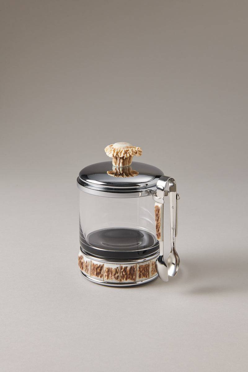 Lorenzi Milano Zuccheriera per zollette con pinza in Cervo (palco)