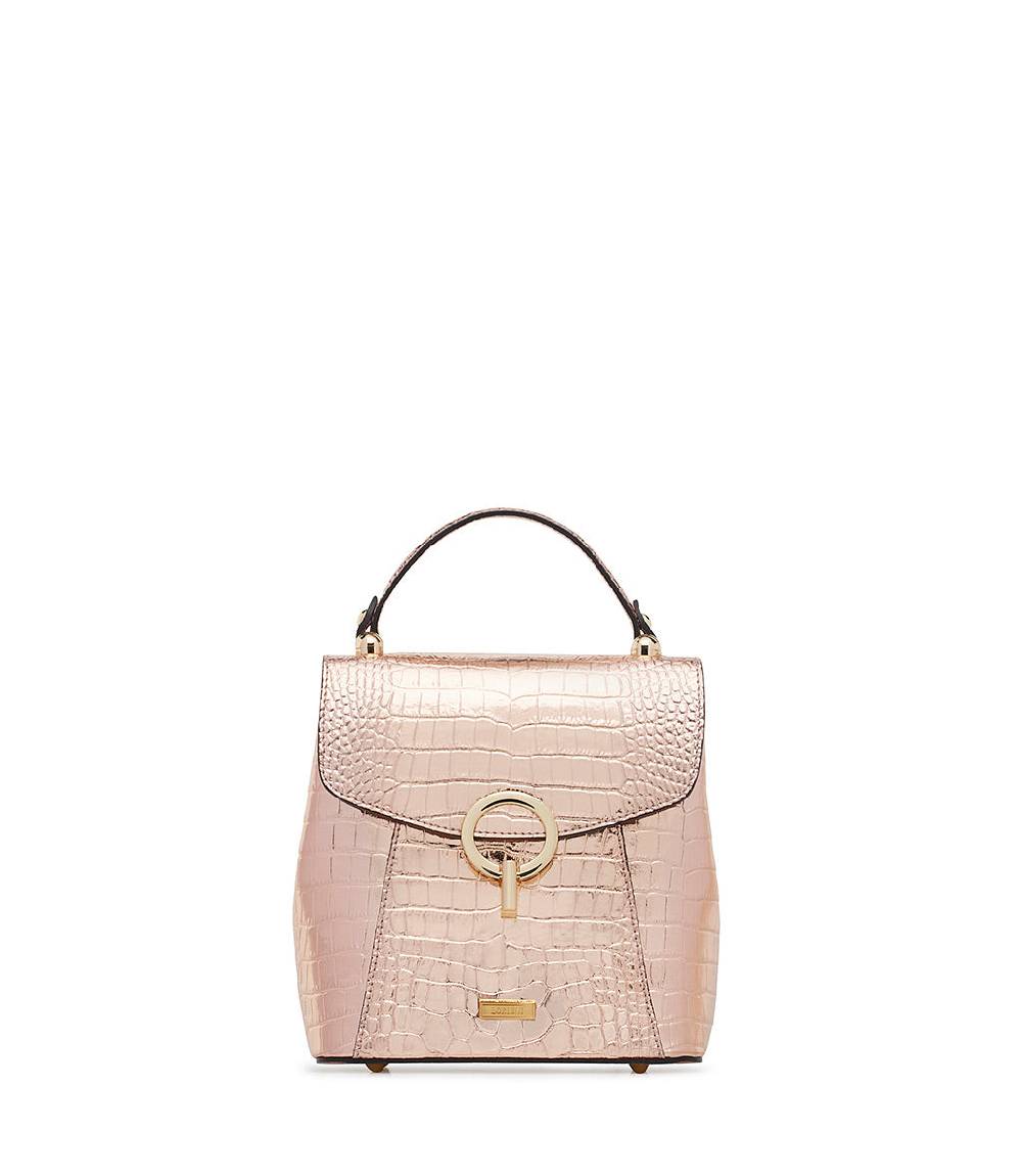 Loriblu Borsa a mano rosa in pelle laminata stampa cocco