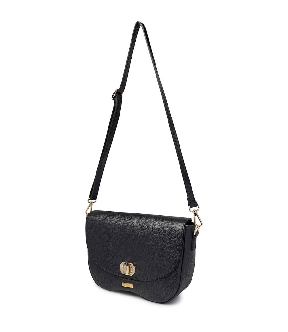 Loriblu Borsa A Tracolla In Pelle Nera Testurizzata