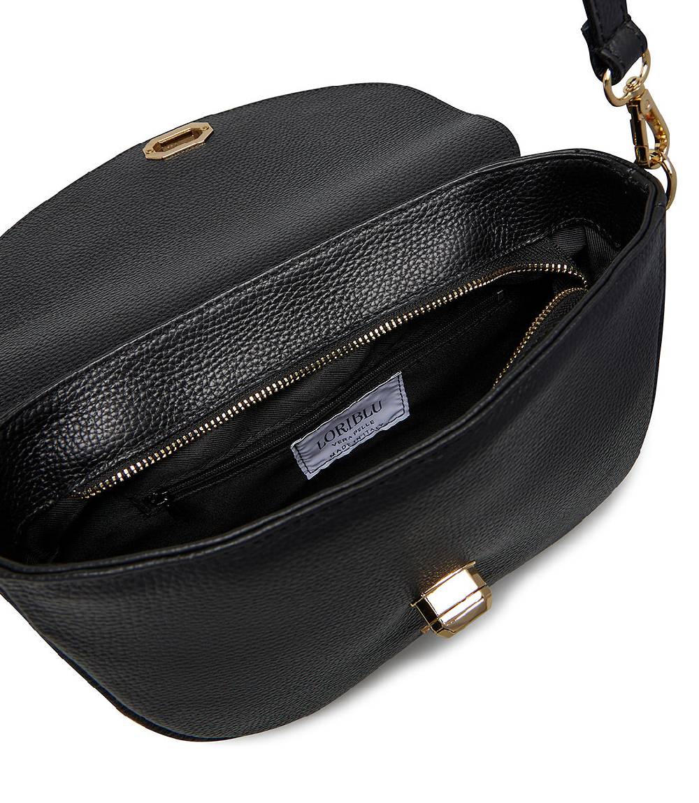 Loriblu Borsa A Tracolla In Pelle Nera Testurizzata