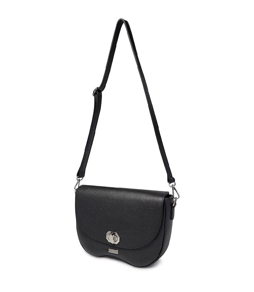 Loriblu Borsa A Tracolla In Pelle Nera Testurizzata