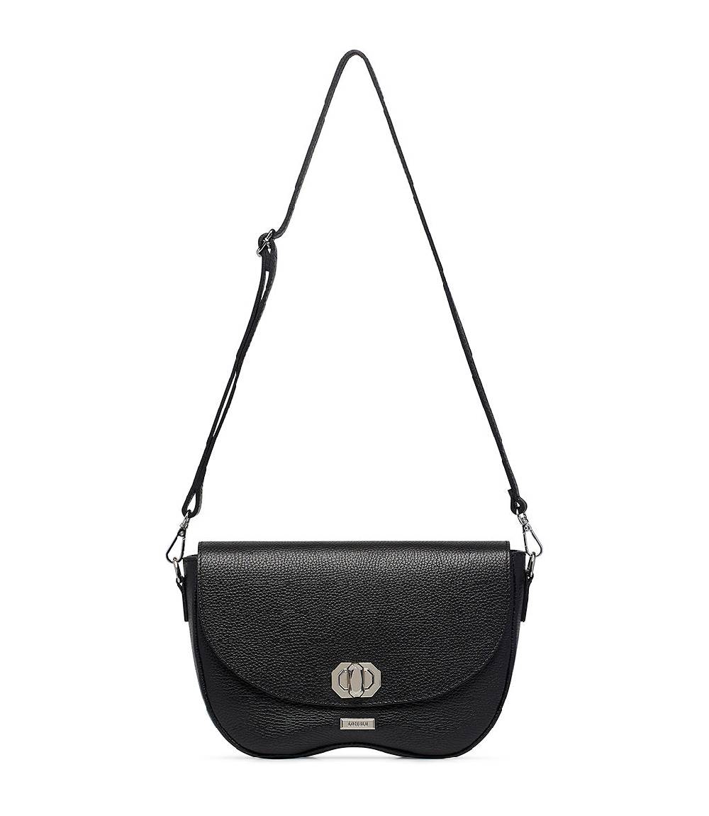 Loriblu Borsa a tracolla in pelle nera testurizzata