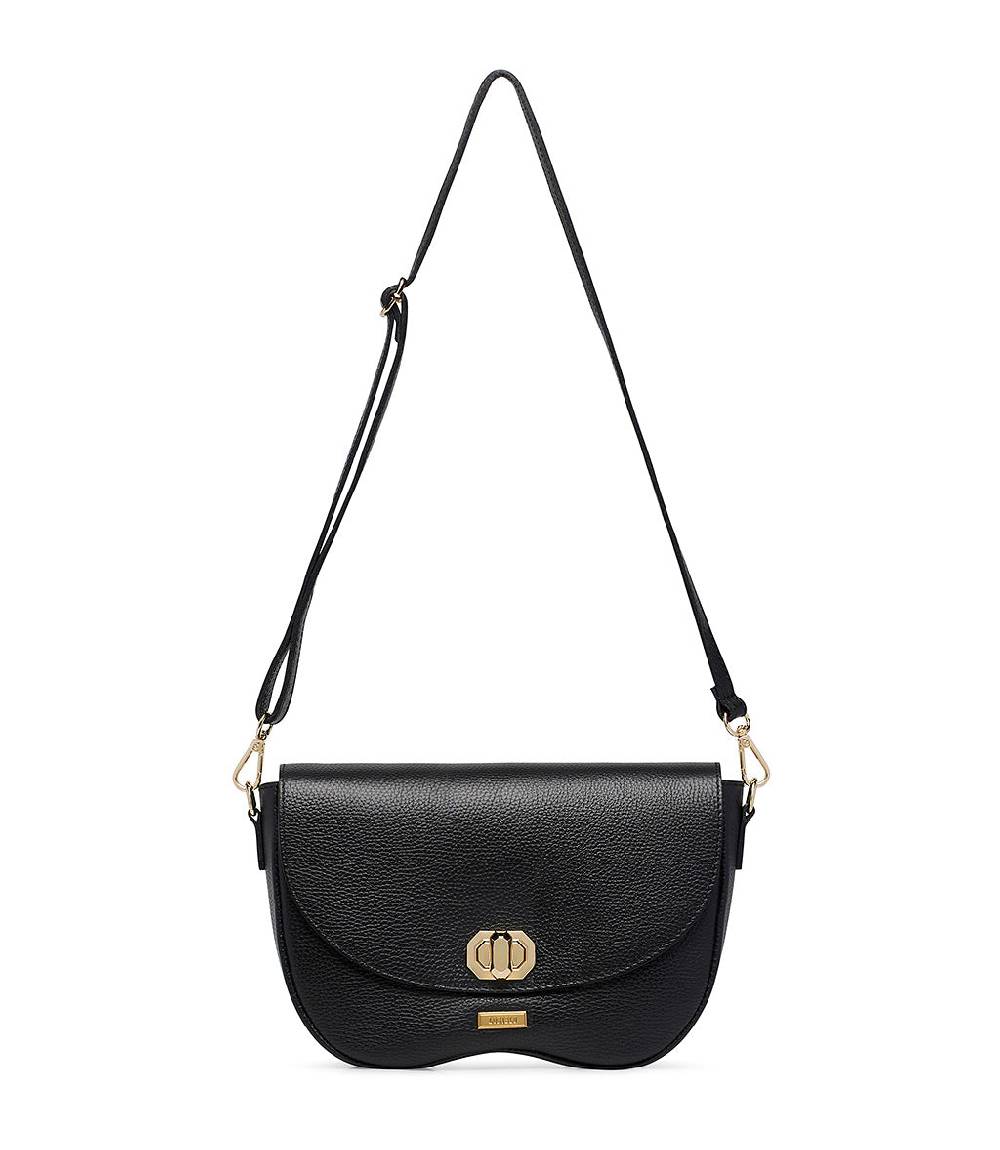 Loriblu Borsa a tracolla in pelle nera testurizzata