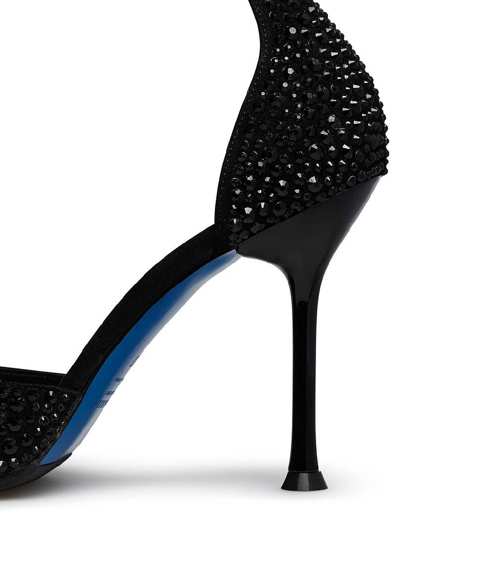 Loriblu Décolleté Gioiello In Raso Nero Con Cristalli All-over