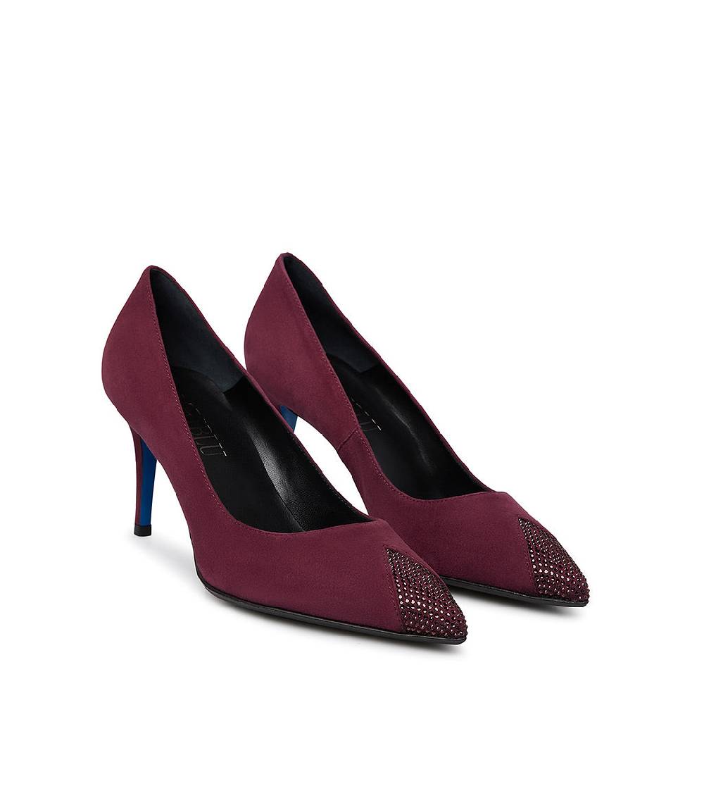 Loriblu Décolleté In Camoscio Borgogna Con Cristalli