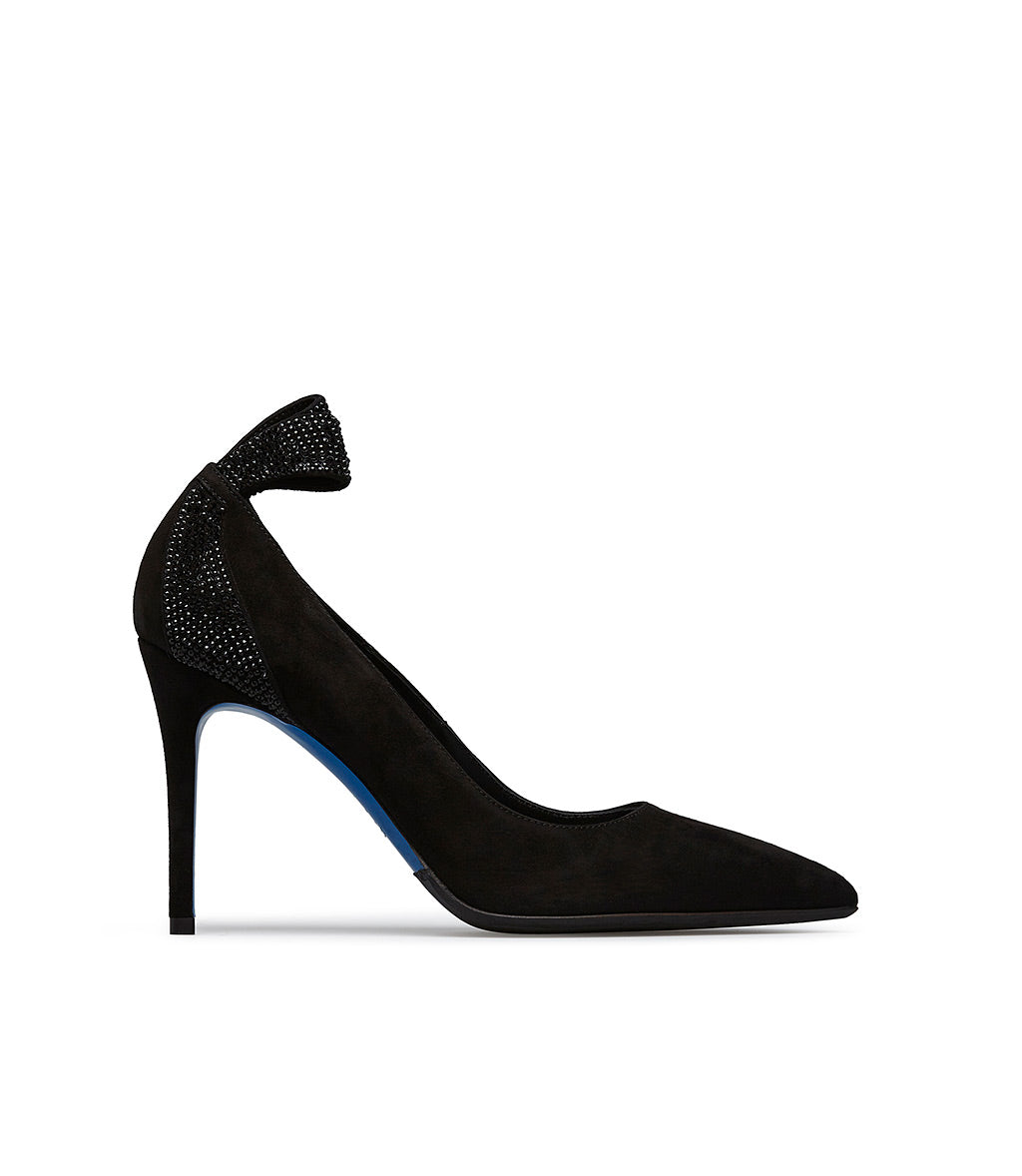 Loriblu Décolleté in camoscio con fiocco e micro cristalli