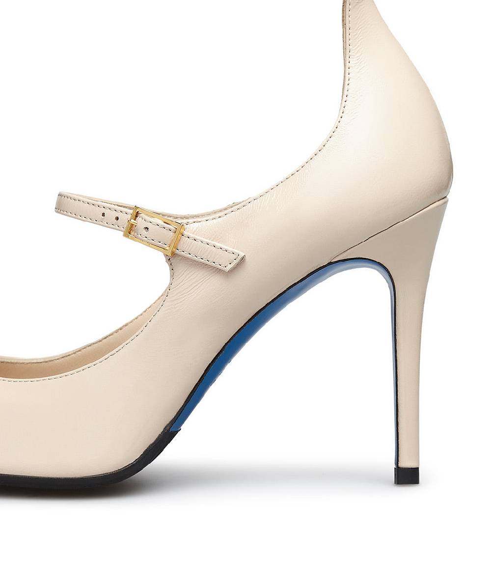 Loriblu Decollete In Pelle Lucida Sabbia Con Cinturini