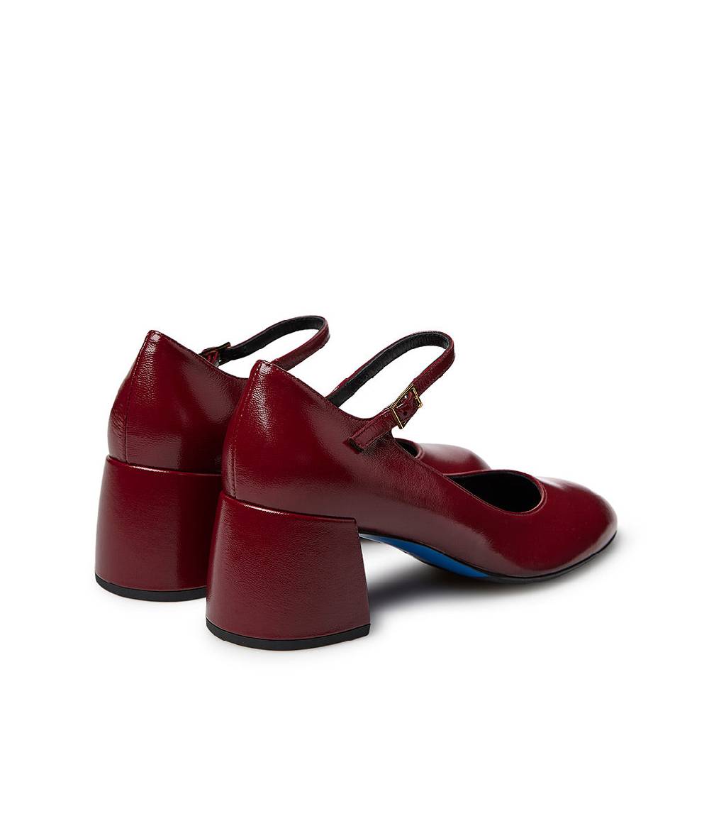 Loriblu Décolleté Mary Jane In Pelle Lucida Bordeaux Con Cinturino