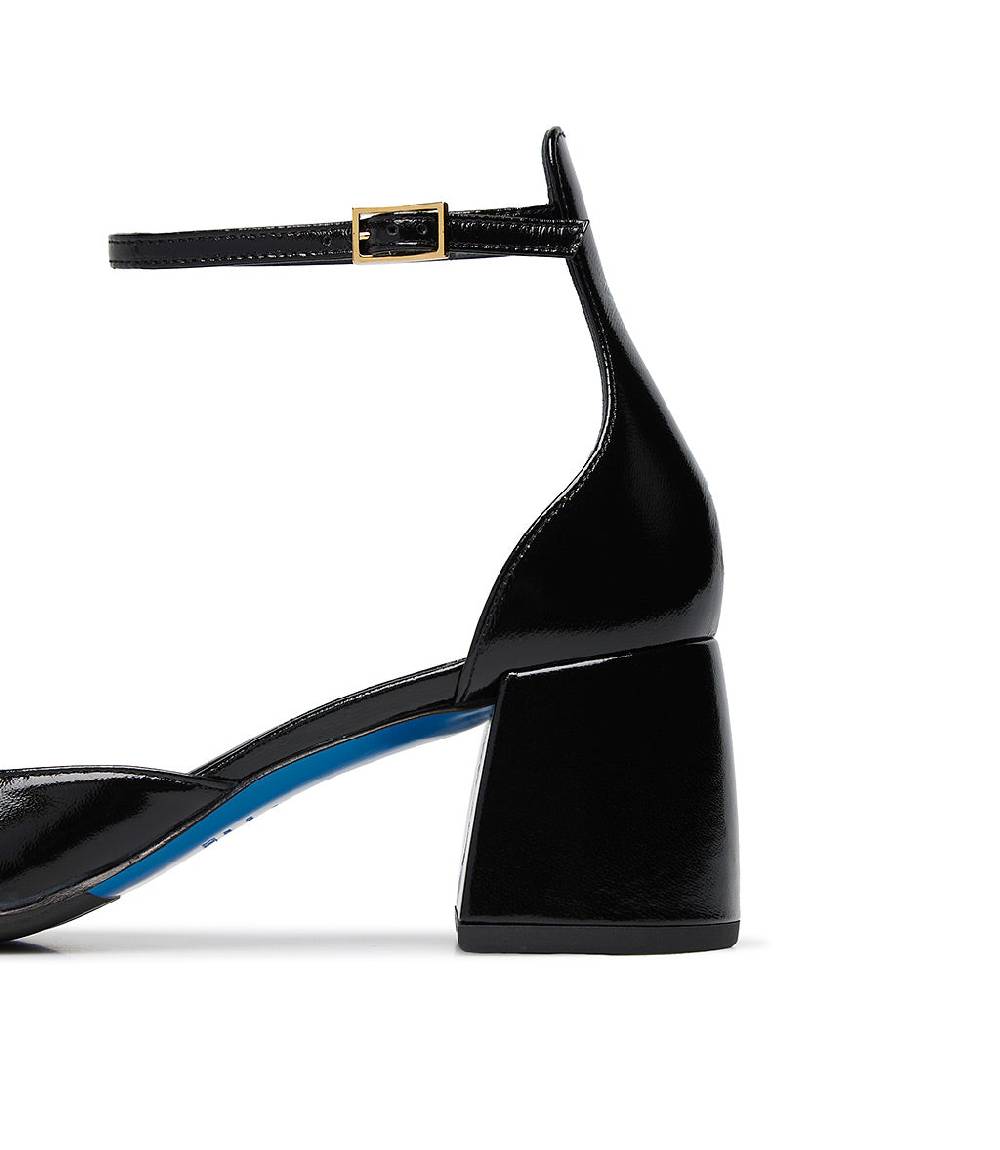 Loriblu Décolleté Mary Jane In Pelle Lucida Nera Con Cinturino