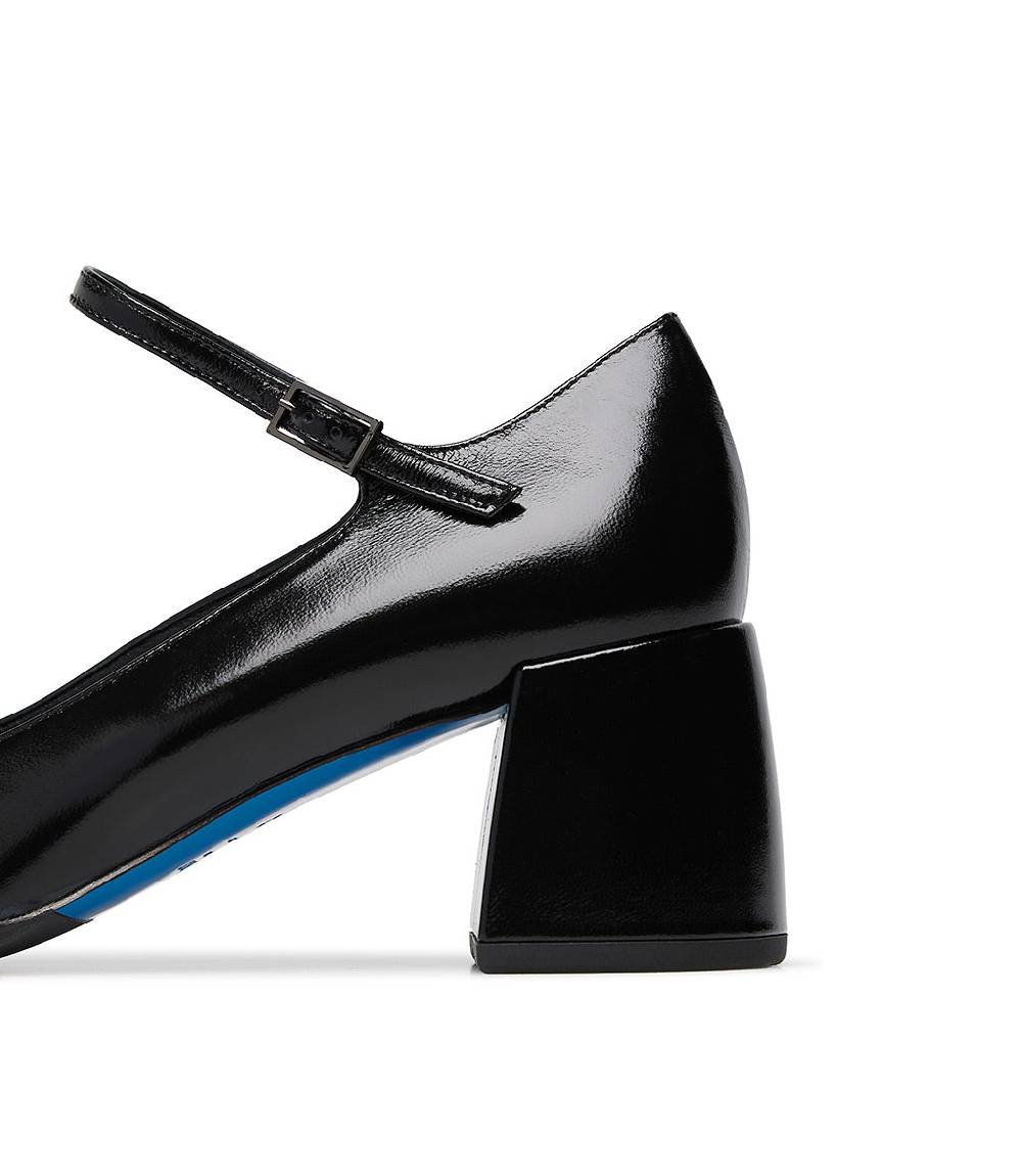 Loriblu Décolleté Mary Jane In Pelle Lucida Nera Con Cinturino