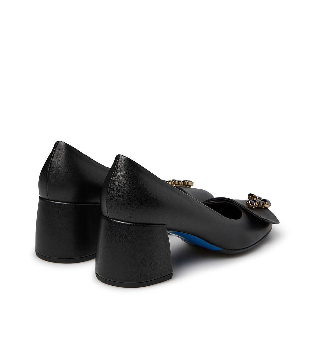 Loriblu Décolleté Nappa Nero Con Logo Signature Cristalli