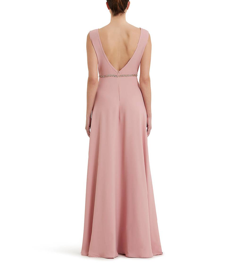 Loriblu Abito Cipria Lungo Con Cristalli