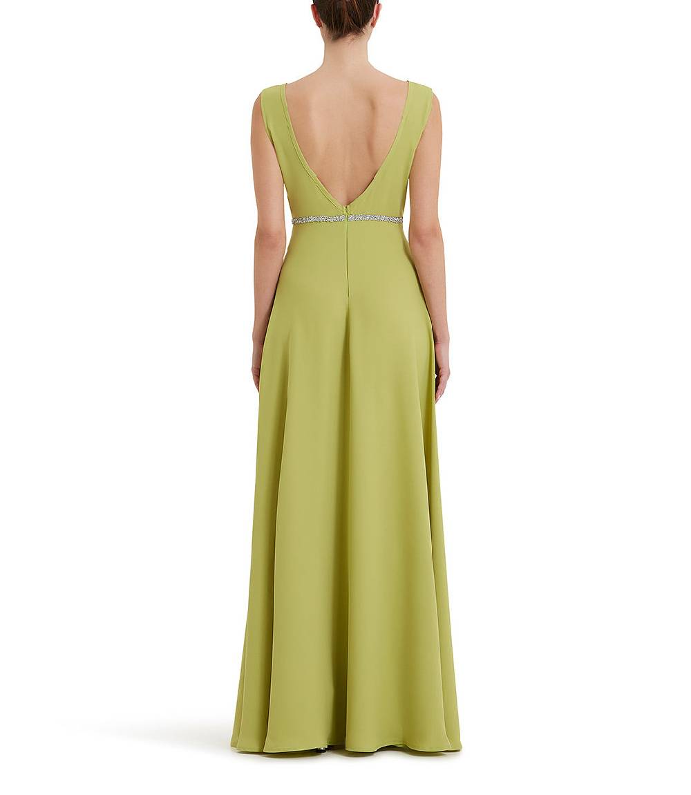 Loriblu Abito Verde Acido Lungo Con Cristalli