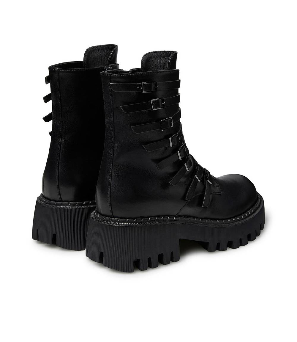 Loriblu Anfibi In Vitello Nero Con Cinturini