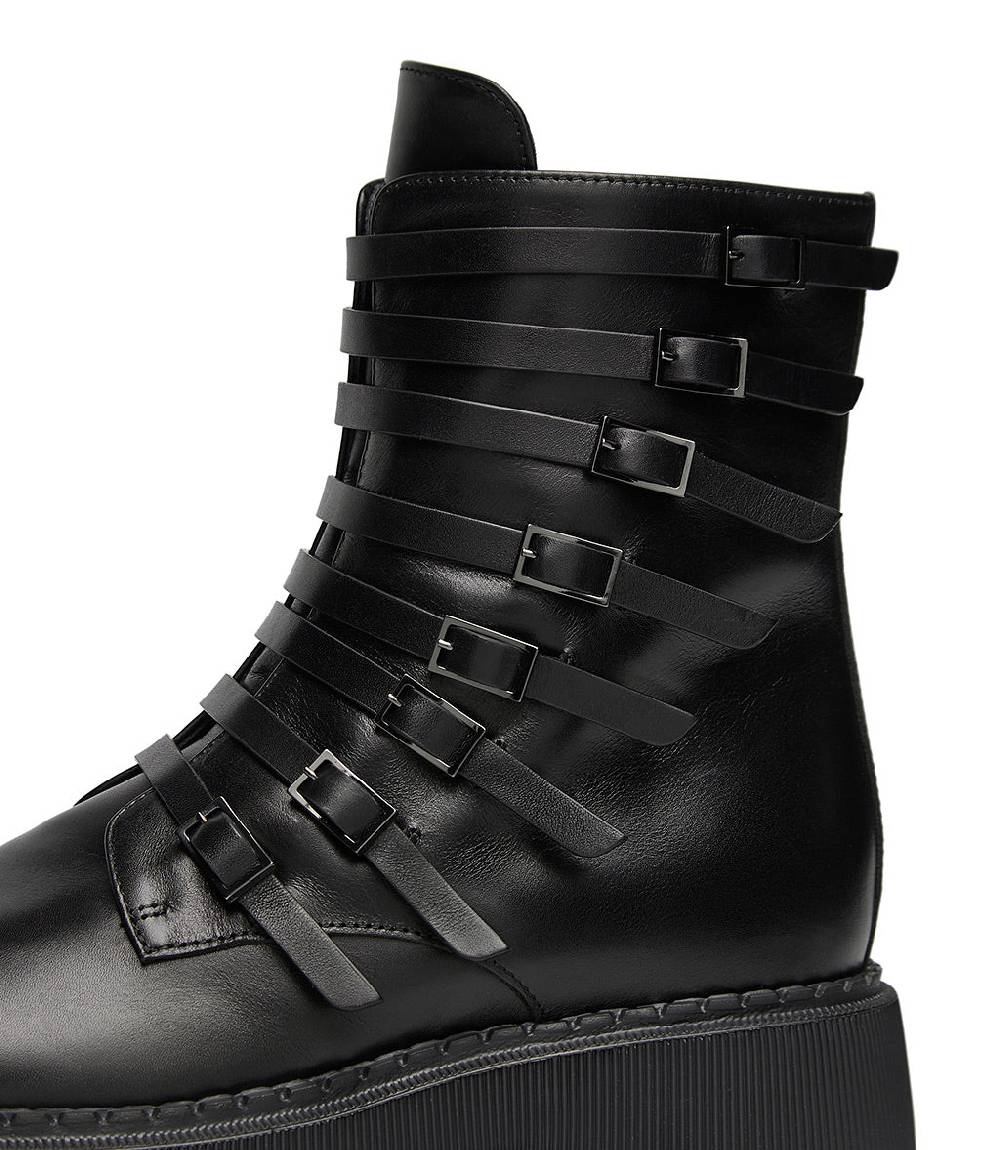 Loriblu Anfibi In Vitello Nero Con Cinturini