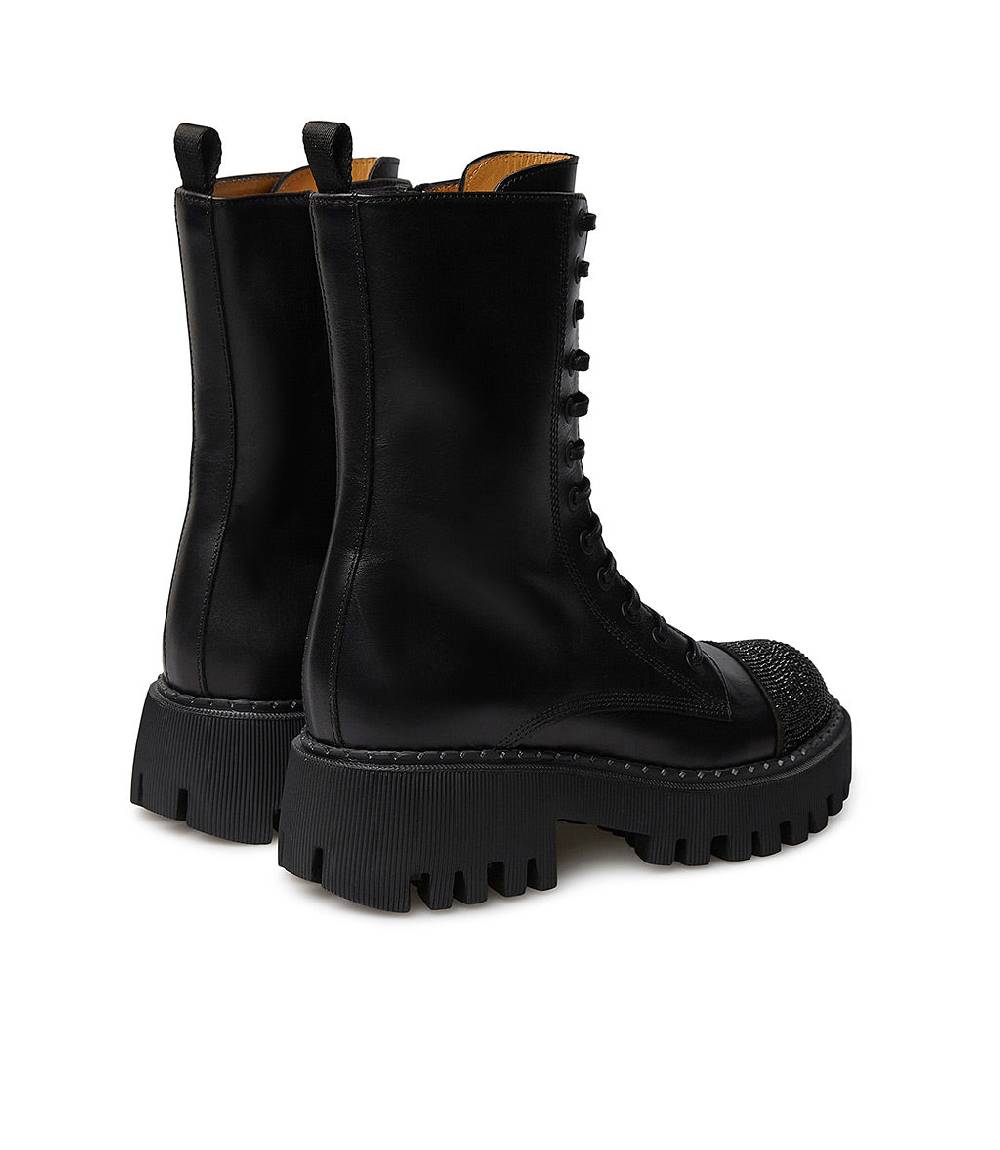 Loriblu Anfibi In Vitello Nero Con Cristalli