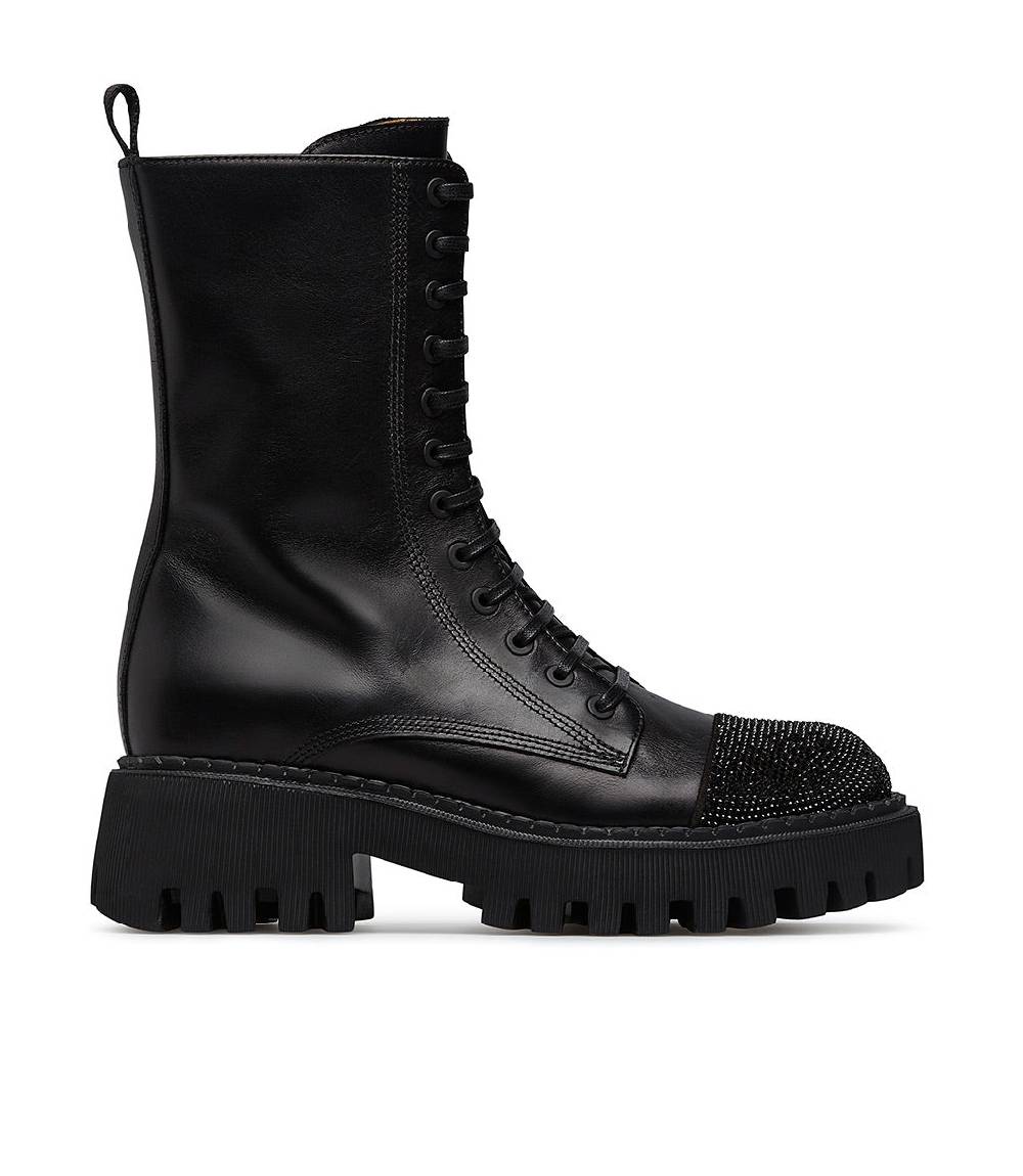 Loriblu Anfibi in vitello nero con cristalli