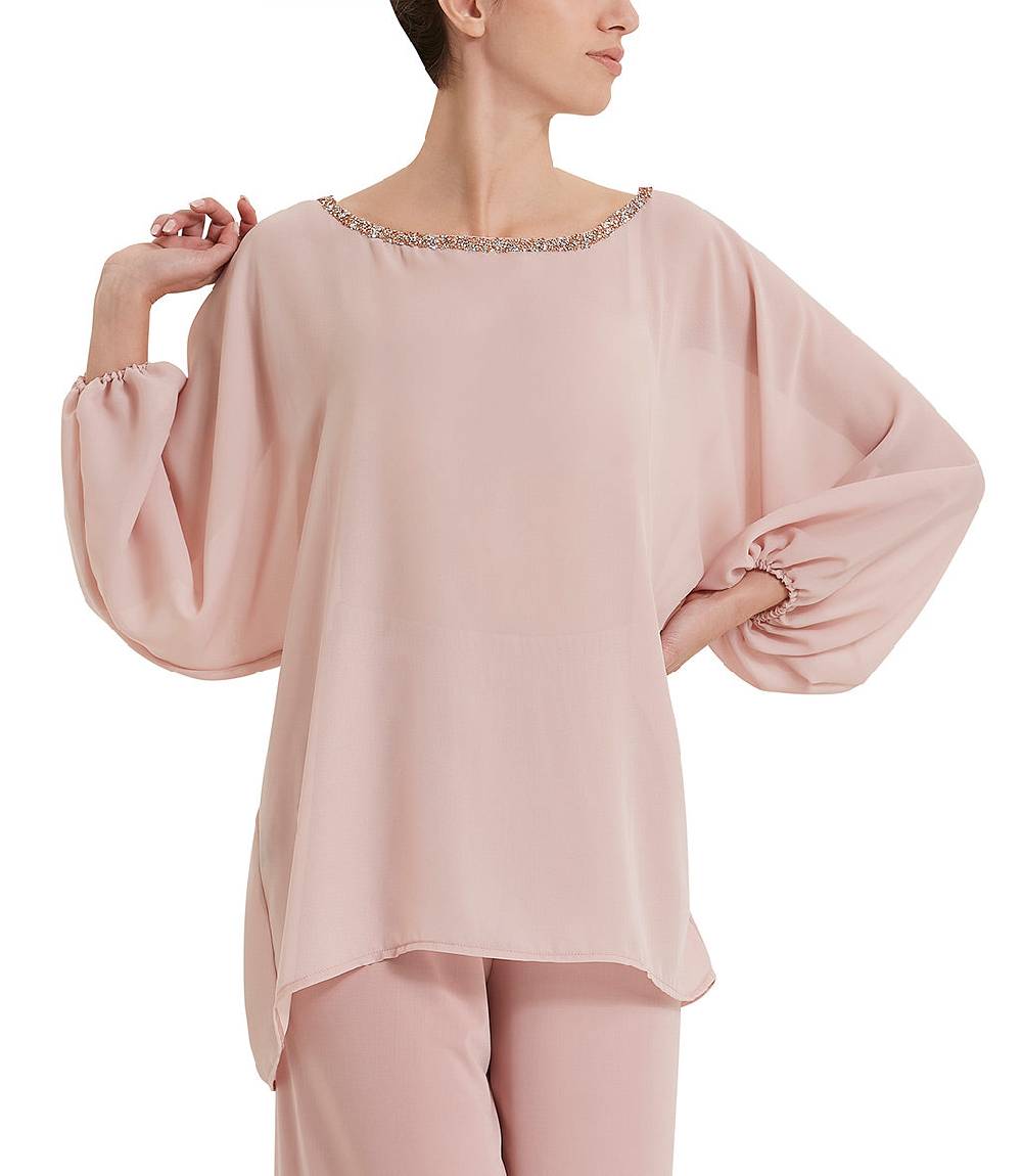 Loriblu Blusa Georgette Rosa Cipria