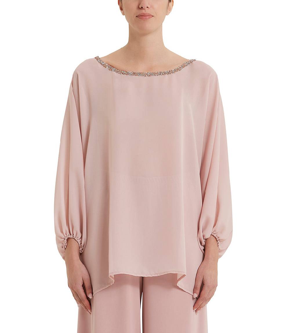 Loriblu Blusa georgette rosa cipria