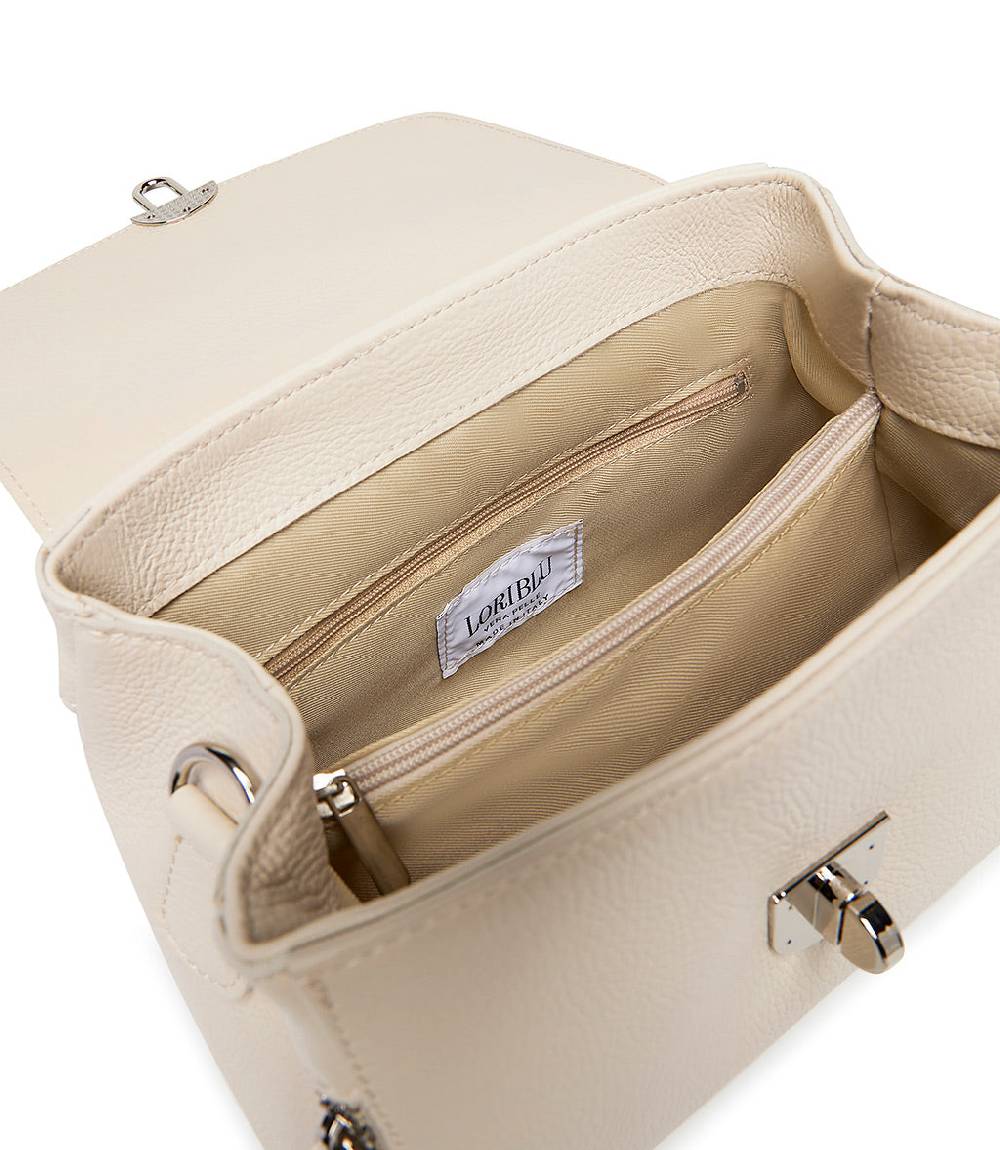 Loriblu Borsa A Mano Beige In Pelle Martellata