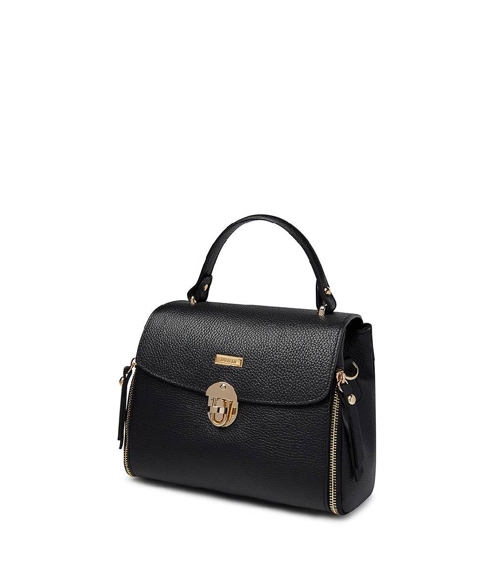 Loriblu Borsa A Mano Nera In Pelle Martellata