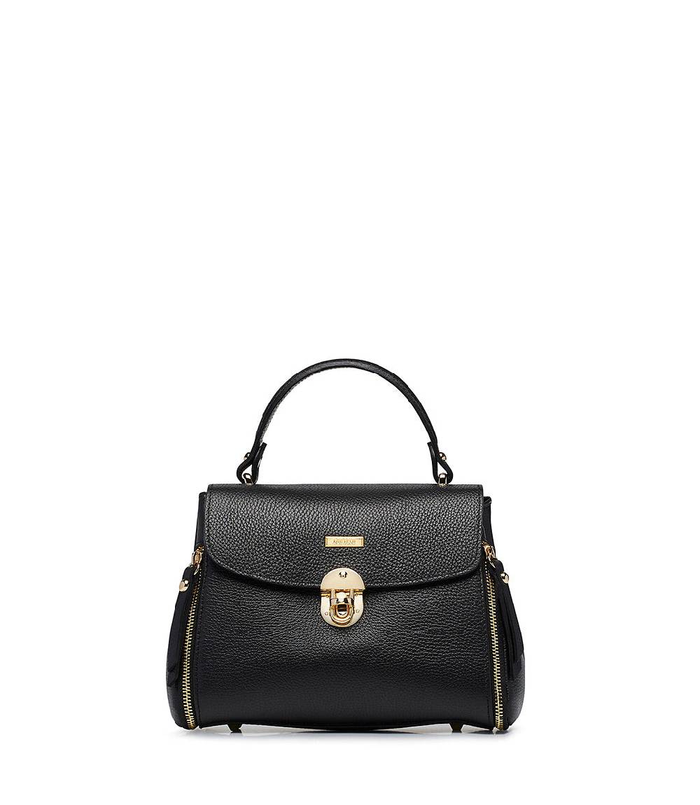 Loriblu Borsa a mano nera in pelle martellata