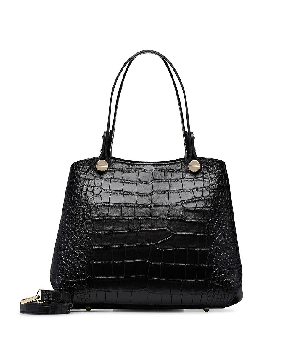 Loriblu Borsa nera in pelle stampa cocco