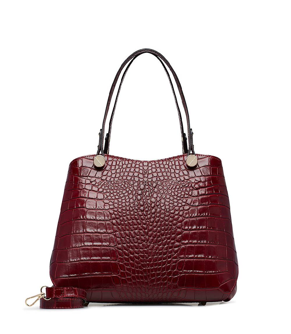 Loriblu Borsa Tote Bordeaux In Pelle Stampa Cocco