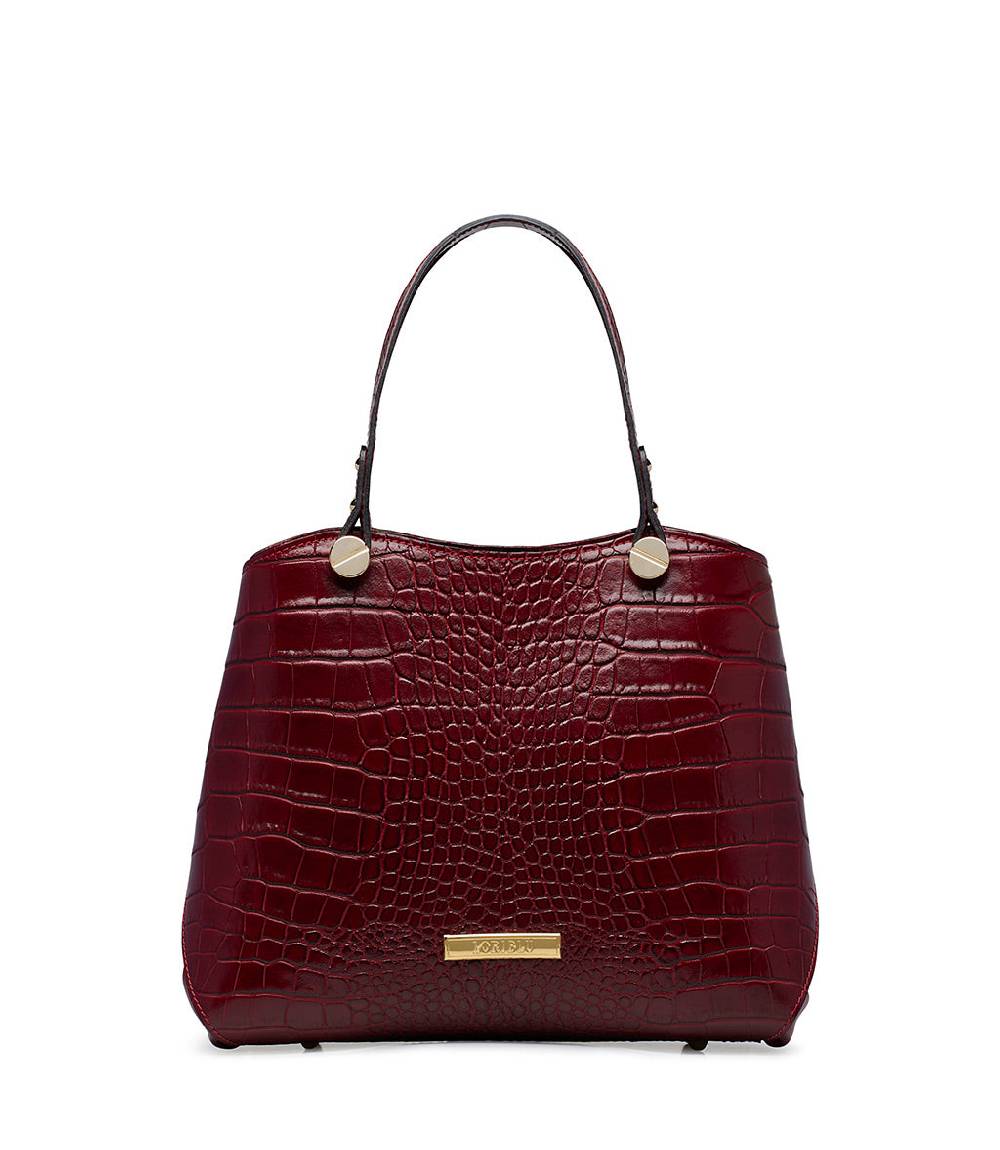 Loriblu Borsa tote bordeaux in pelle stampa cocco