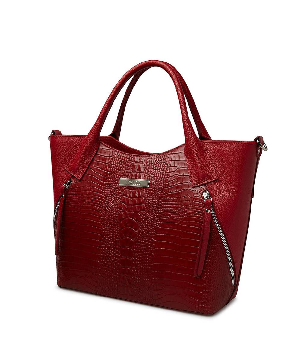 Loriblu Borsa Tote Bordeaux In Pelle Stampata