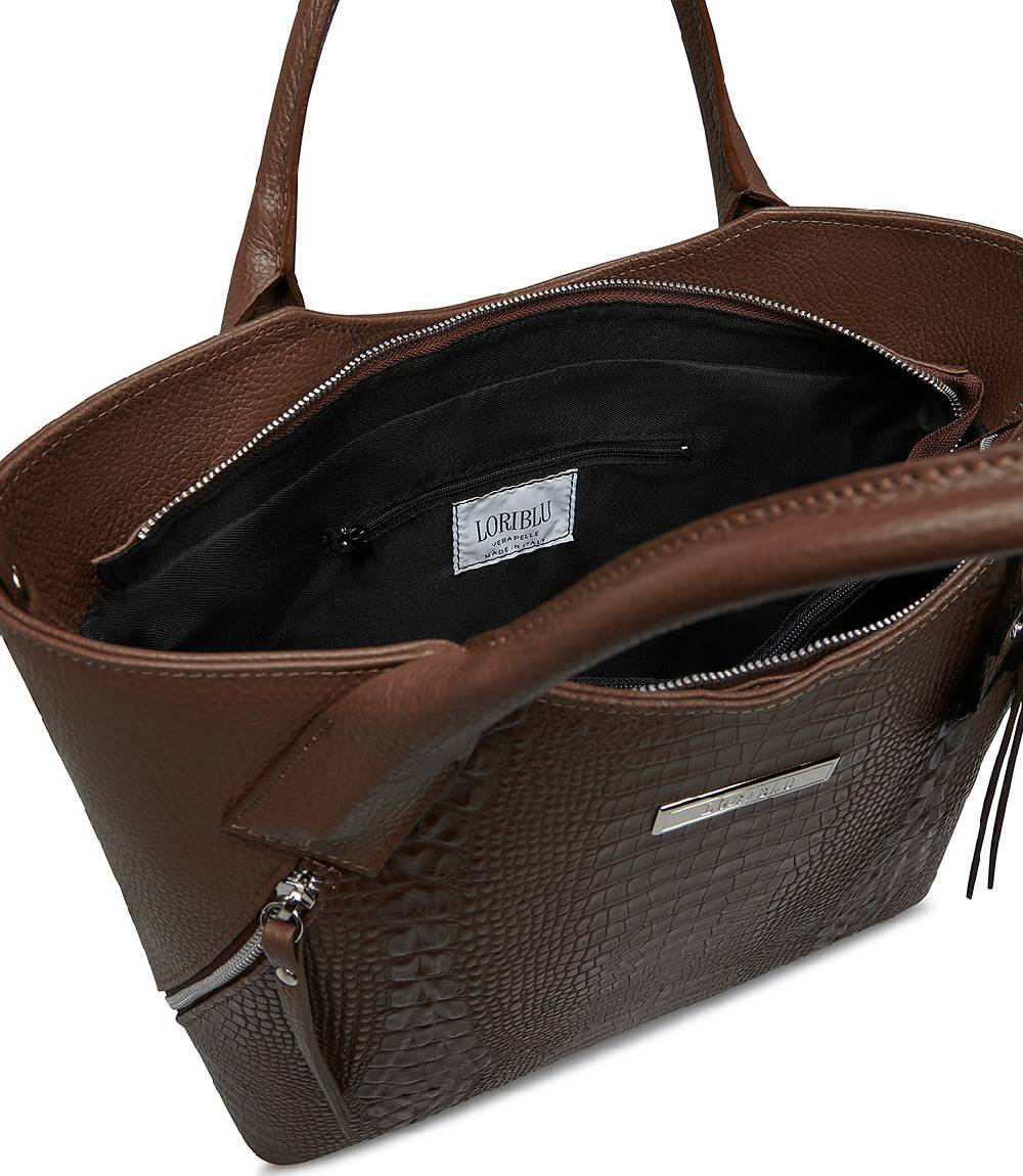 Loriblu Borsa Tote Cuoio In Pelle Stampata