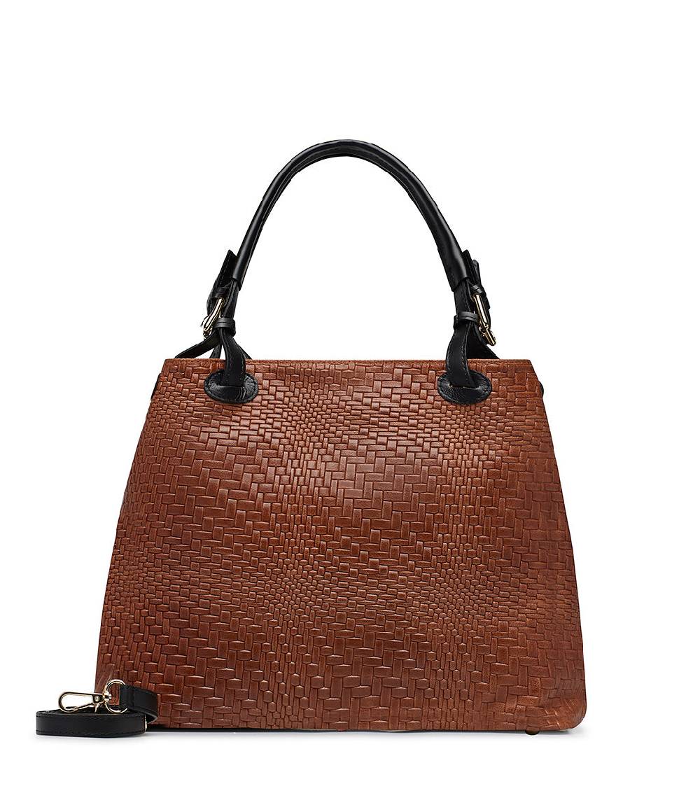 Loriblu Borsa Tote In Pelle Intrecciata Marrone