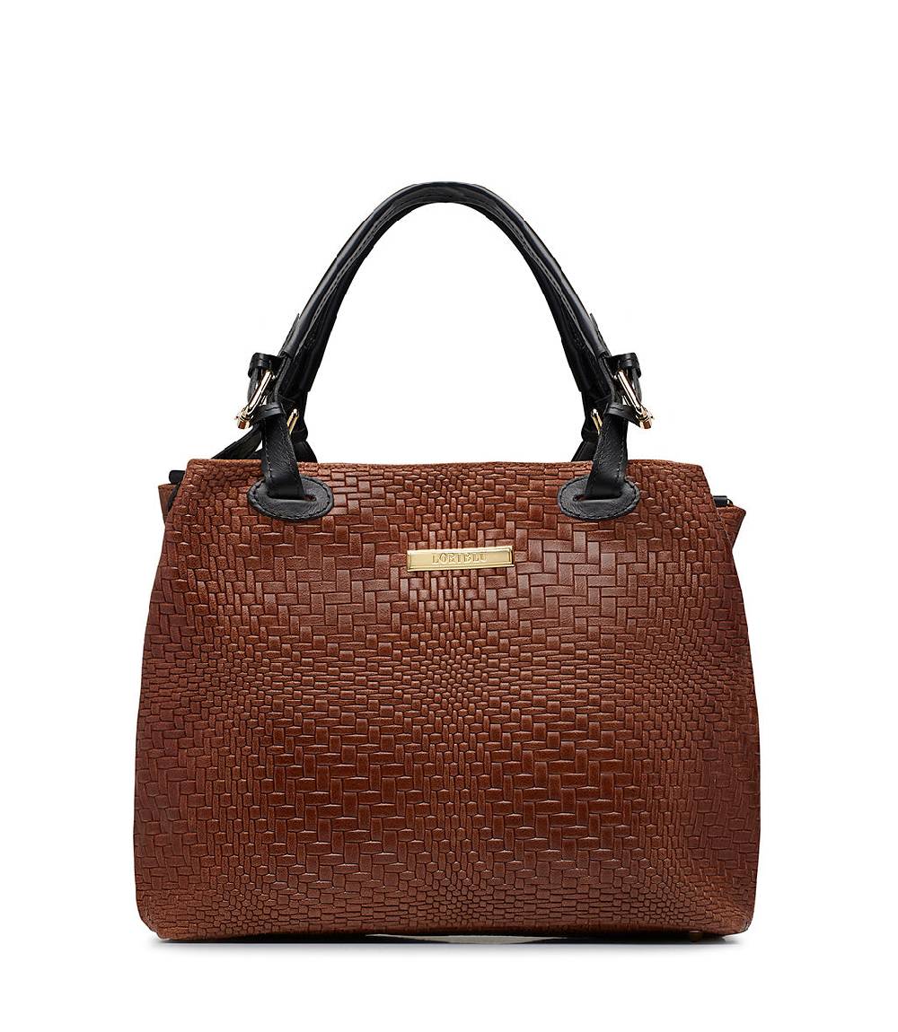 Loriblu Borsa tote in pelle intrecciata marrone