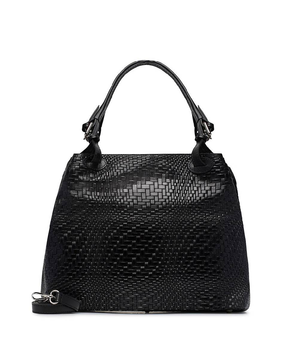 Loriblu Borsa Tote In Pelle Intrecciata Nera