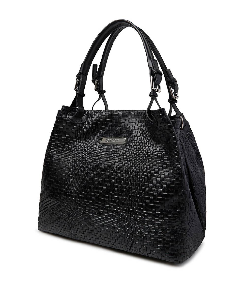 Loriblu Borsa Tote In Pelle Intrecciata Nera