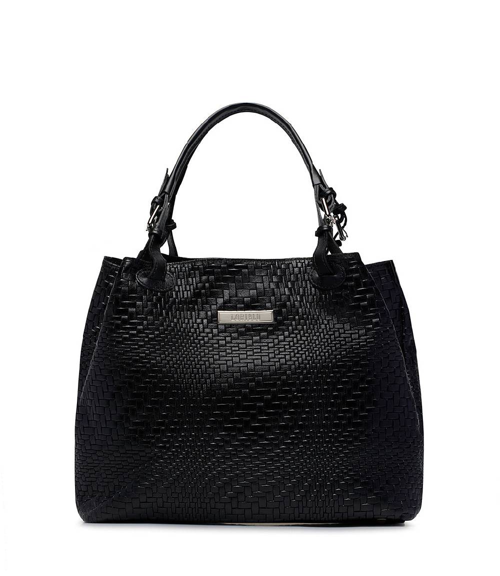 Loriblu Borsa tote in pelle intrecciata nera