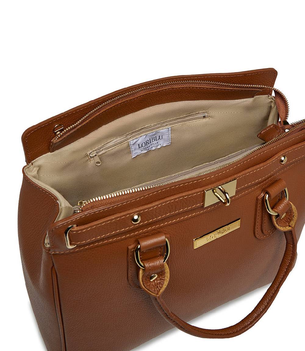 Loriblu Borsa Tote In Pelle Testurizzata Marrone